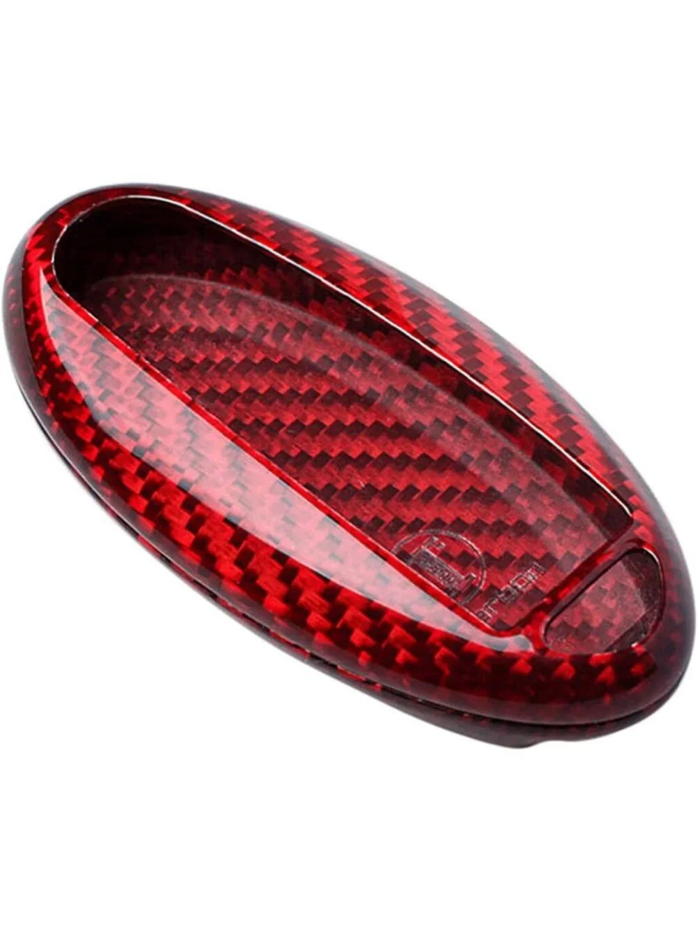 Sleek Carbon Fiber Key Fob Cover for Nissan Models - Smart Remote Case, Red